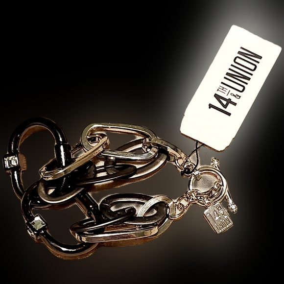 NWT NORDSTROM OFF THE RACK 14TH & UNION XL CHAIN HARDWARE TOGGLE BRACELET! - Picture 11 of 13